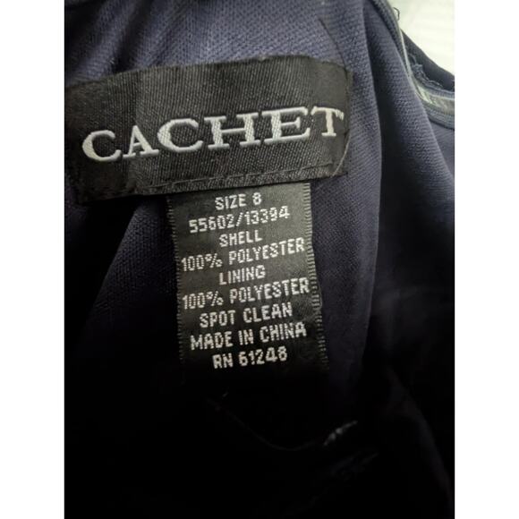 Cachet Navy Blue Sequin Top Maxi Dress Formal Gown Mother Of Bride Wedding Sz. 8 - Picture 7 of 9